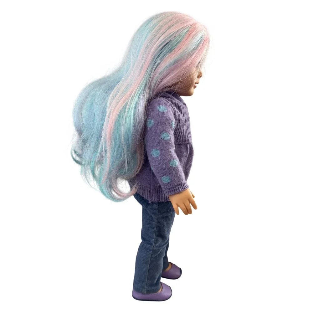 American Girl Doll 2017 Truly Me Blue Pink Hair Dressed Pierced Ears‎ Blue Eyes